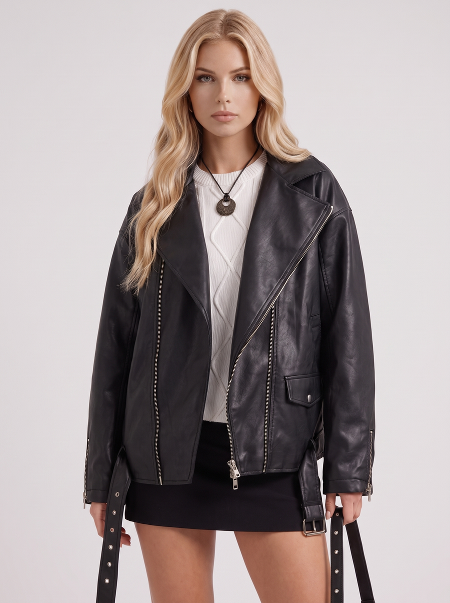 Evangeline Biker Jacket - Black