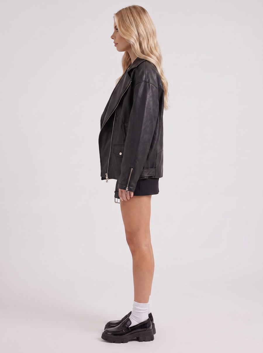 Evangeline Biker Jacket - Black