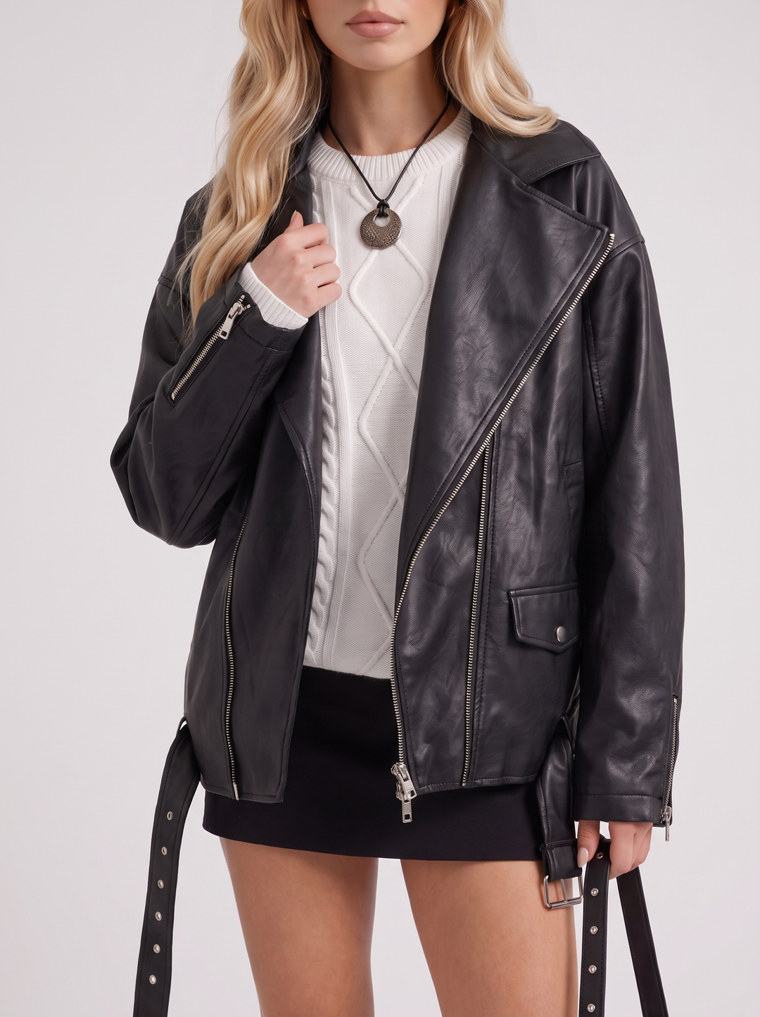 Evangeline Biker Jacket - Black
