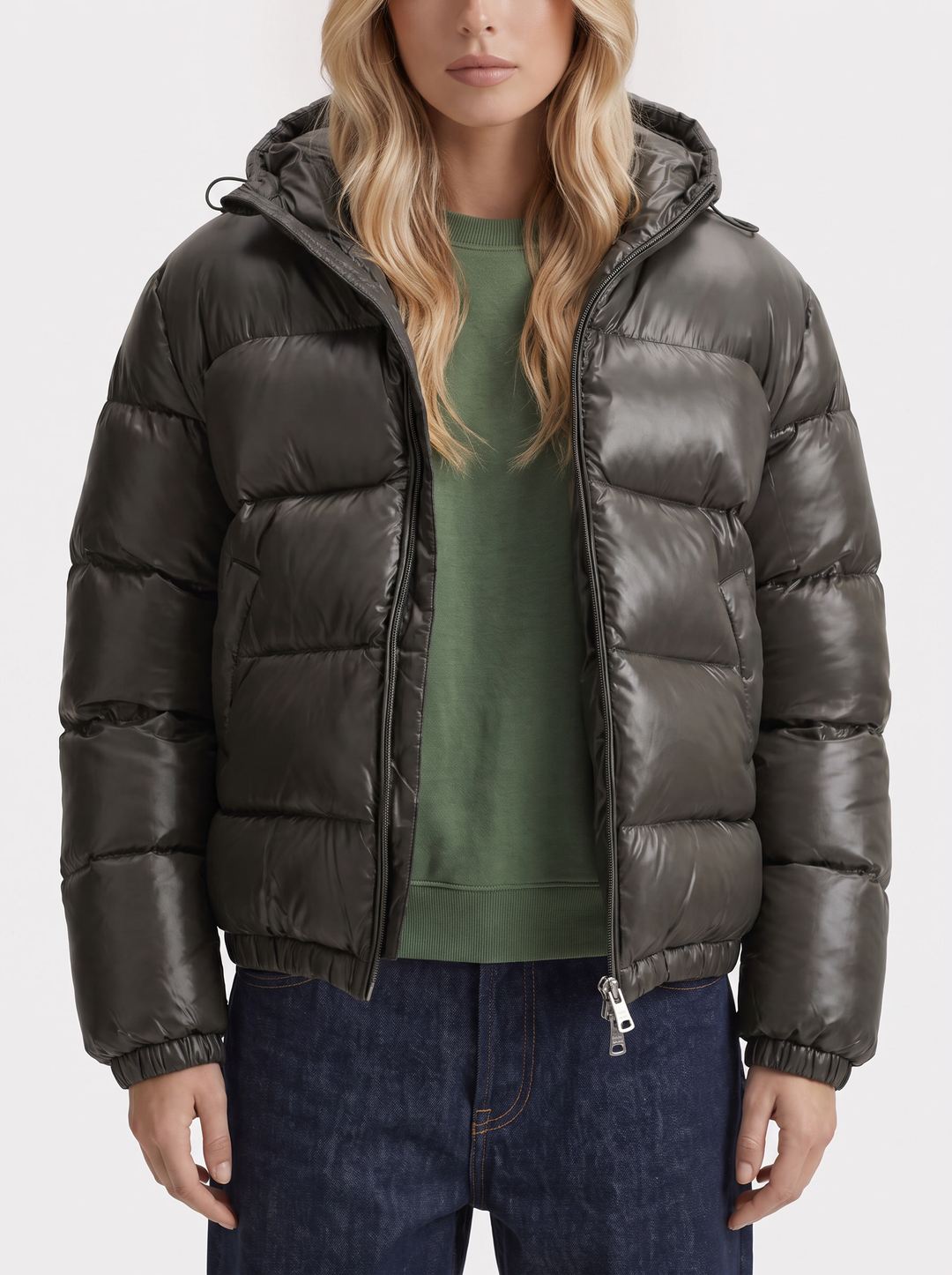 Felicity Hooded Puffer - Army Green