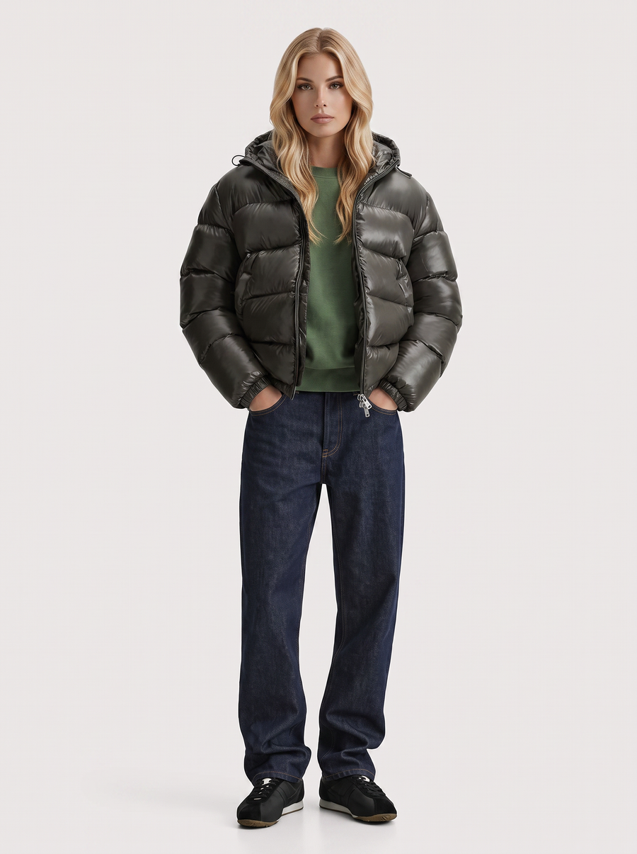 Felicity Hooded Puffer - Army Green