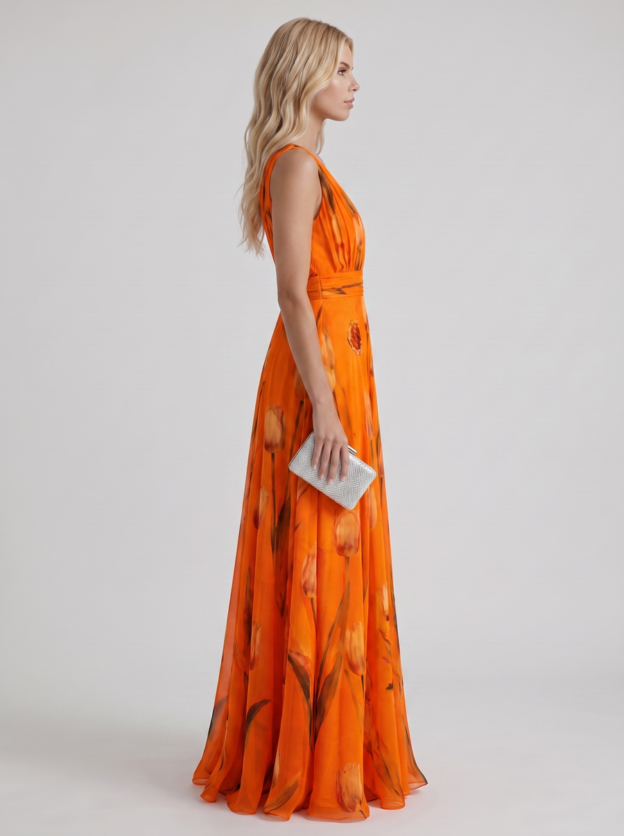 Fleur Floral Maxi Dress - Orange