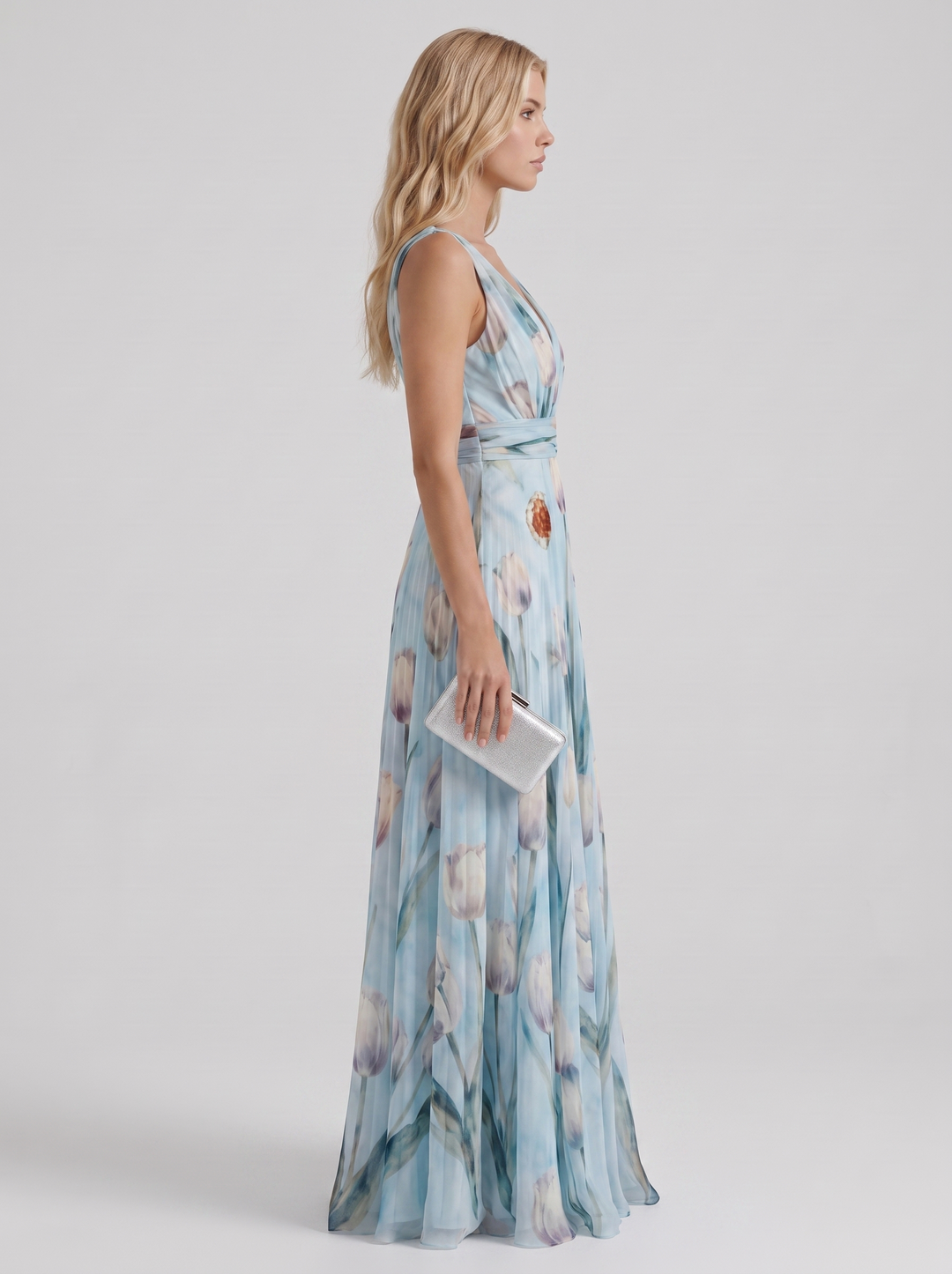 Fleur Floral Maxi Dress - Sky Blue