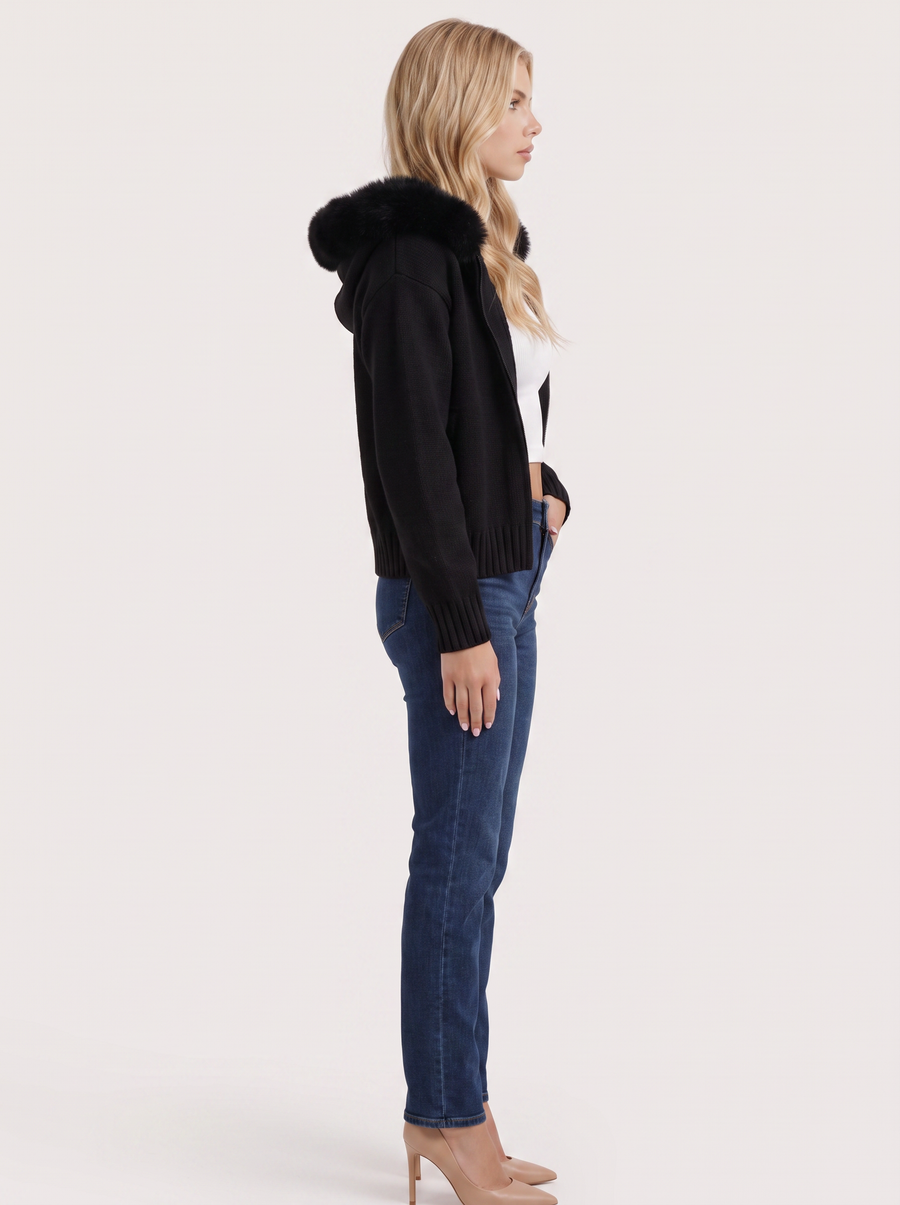 Florence Pompom Cardigan - Black