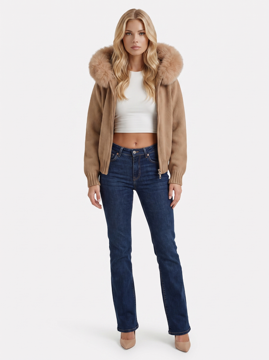 Florence Pompom Cardigan - Brown