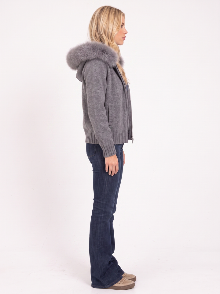Florence Pompom Cardigan - Gray