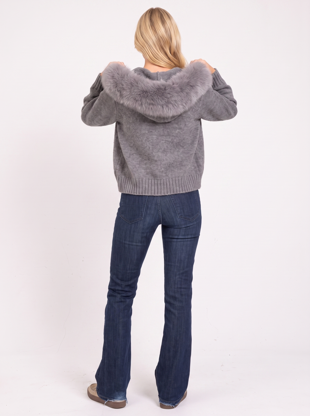 Florence Pompom Cardigan - Gray