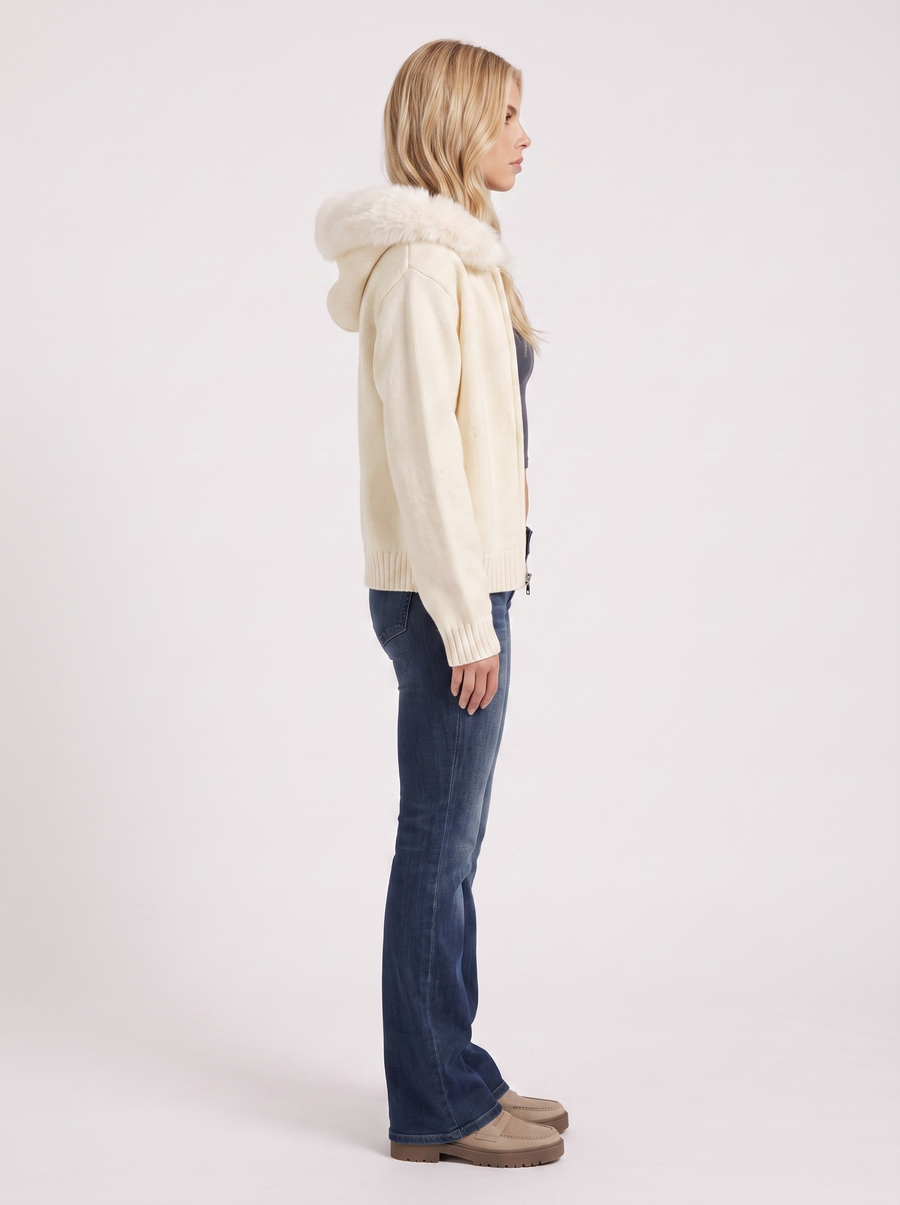 Florence Pompom Cardigan - White