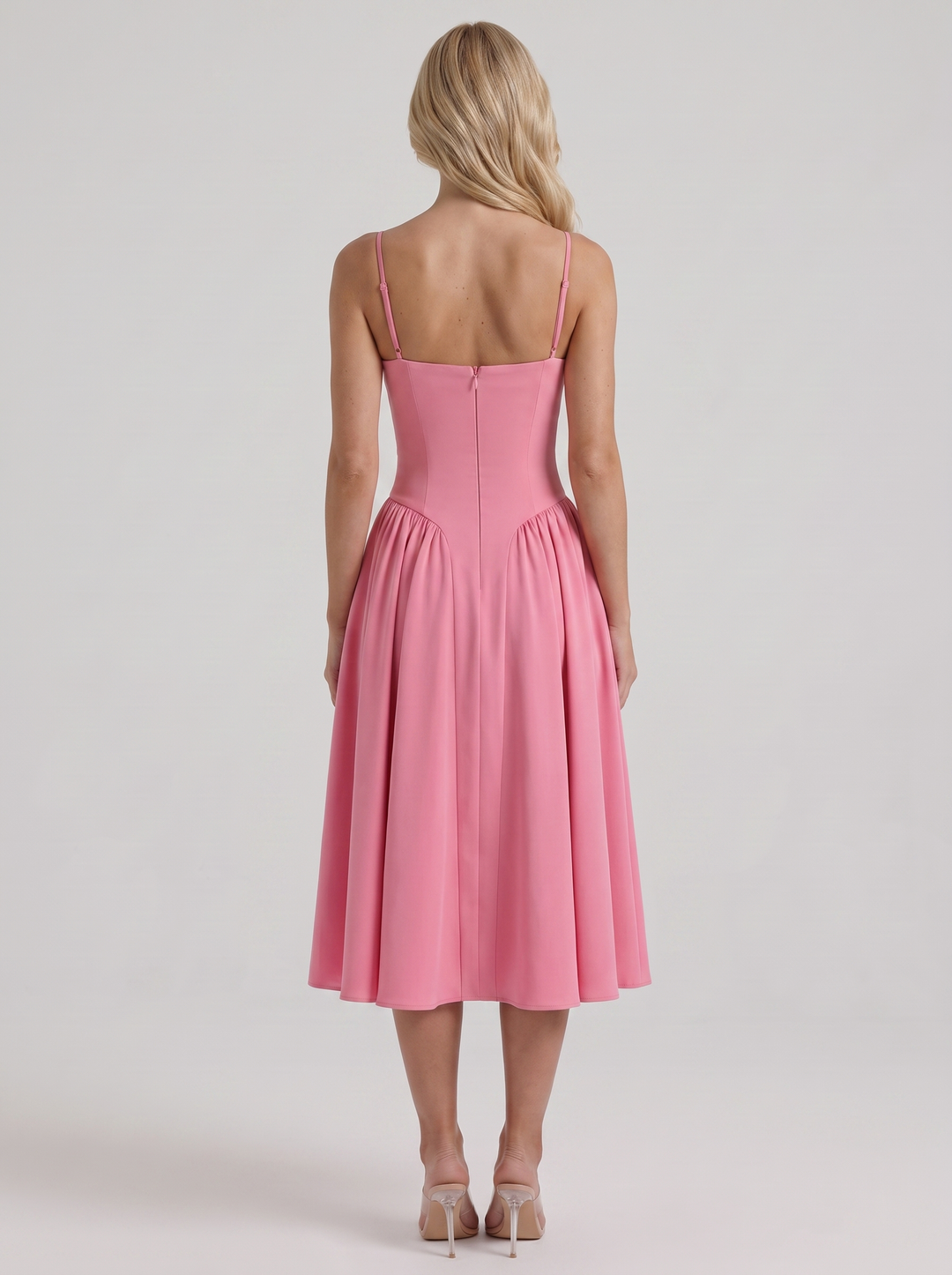 Francesca Sweetheart Ruched Midi Dress - Hot Pink