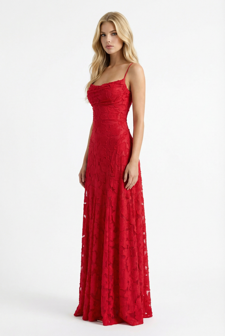 Francis Butterfly Maxi Dress - Red