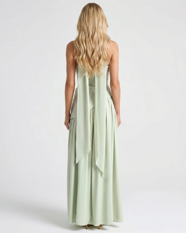Genevieve Strapless Asymmetric Maxi Dress - Mint Green