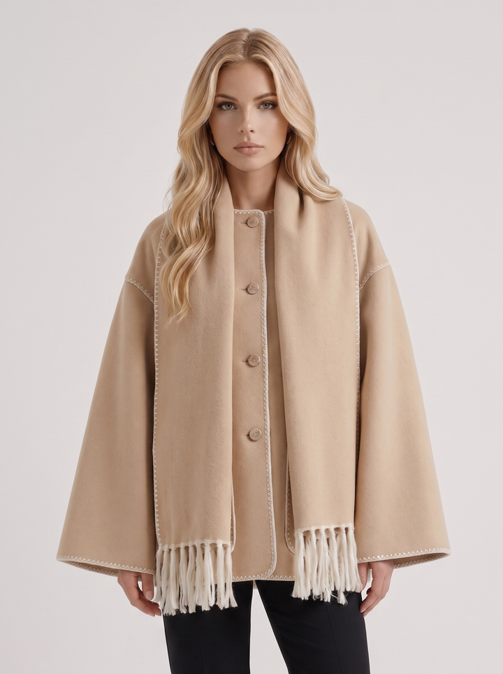 Georgia Scarf Coat - Beige