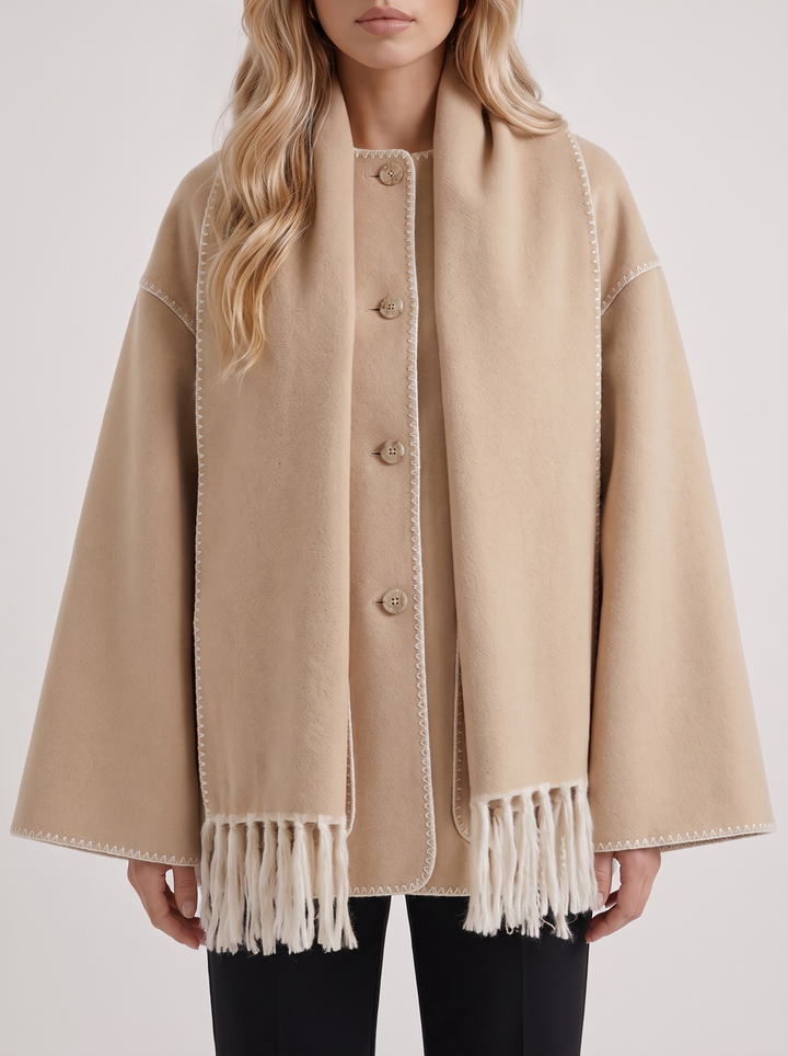 Georgia Scarf Coat - Beige