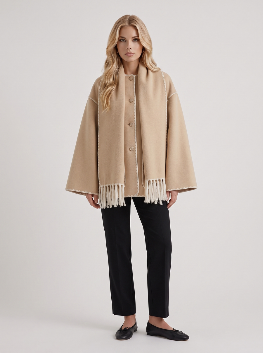 Georgia Scarf Coat - Beige