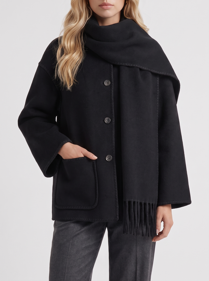 Georgia Scarf Coat - Black