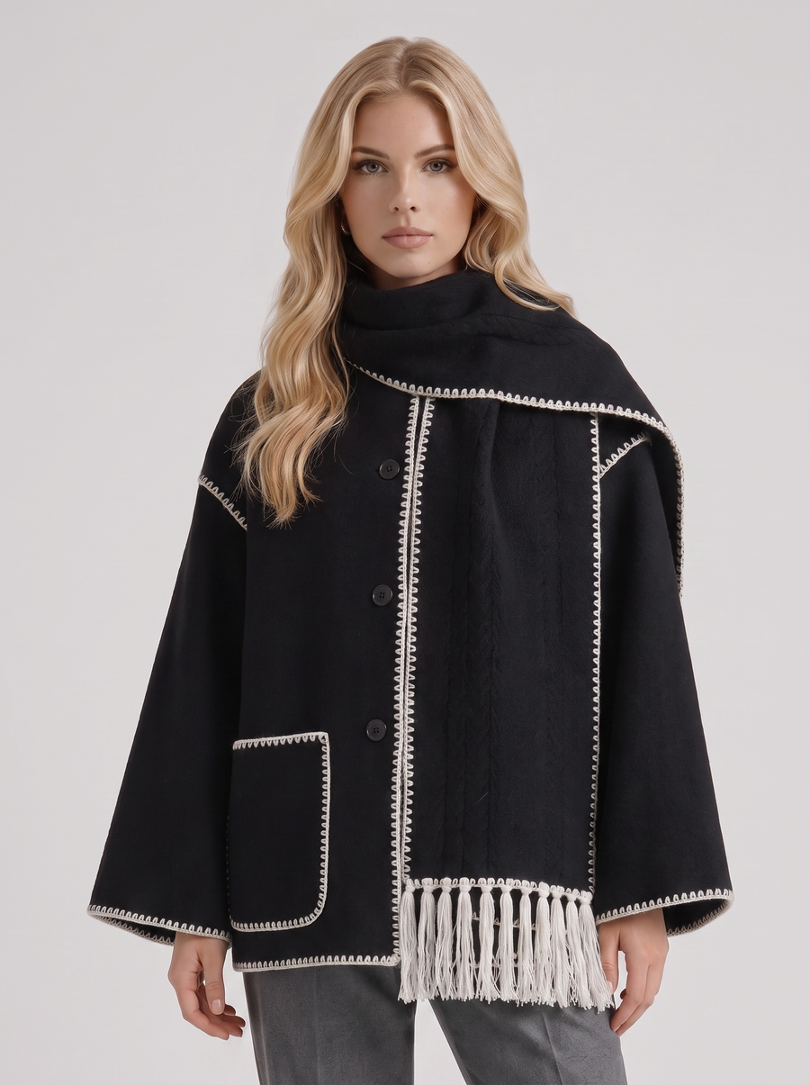 Georgia Scarf Coat - Dark Gray