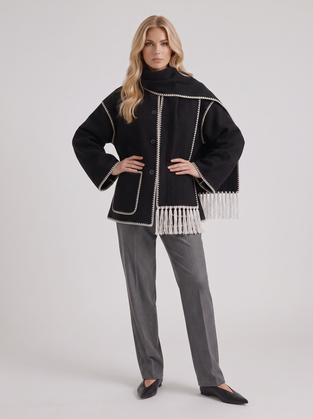 Georgia Scarf Coat - Dark Gray