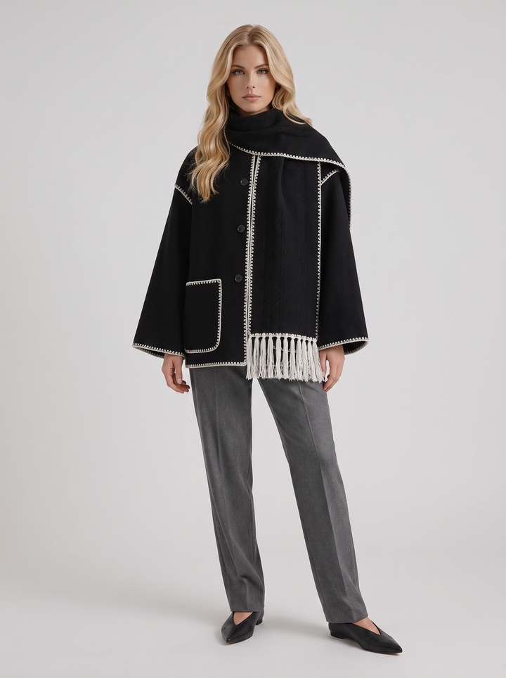 Georgia Scarf Coat - Dark Gray