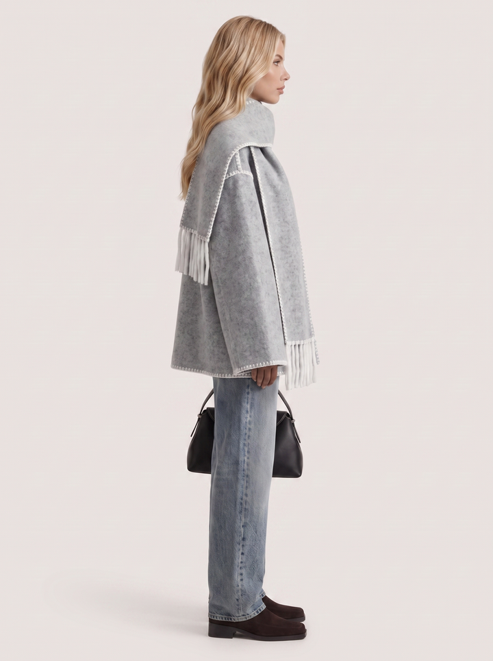 Georgia Scarf Coat - Light Gray