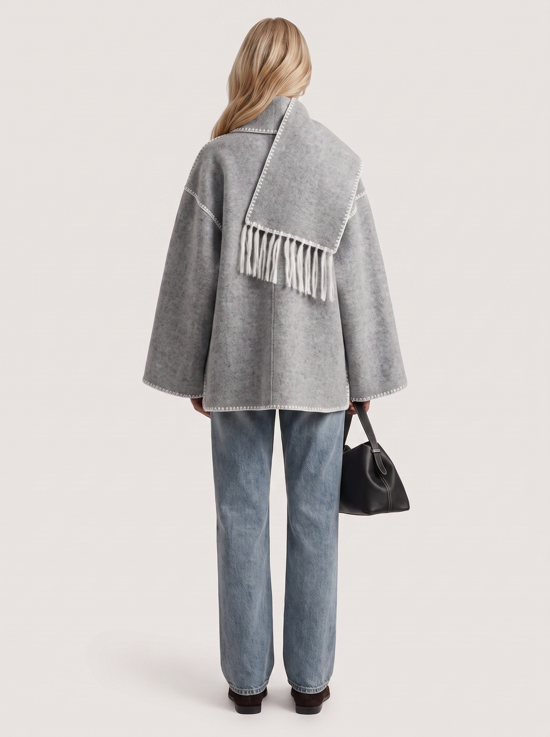 Georgia Scarf Coat - Light Gray