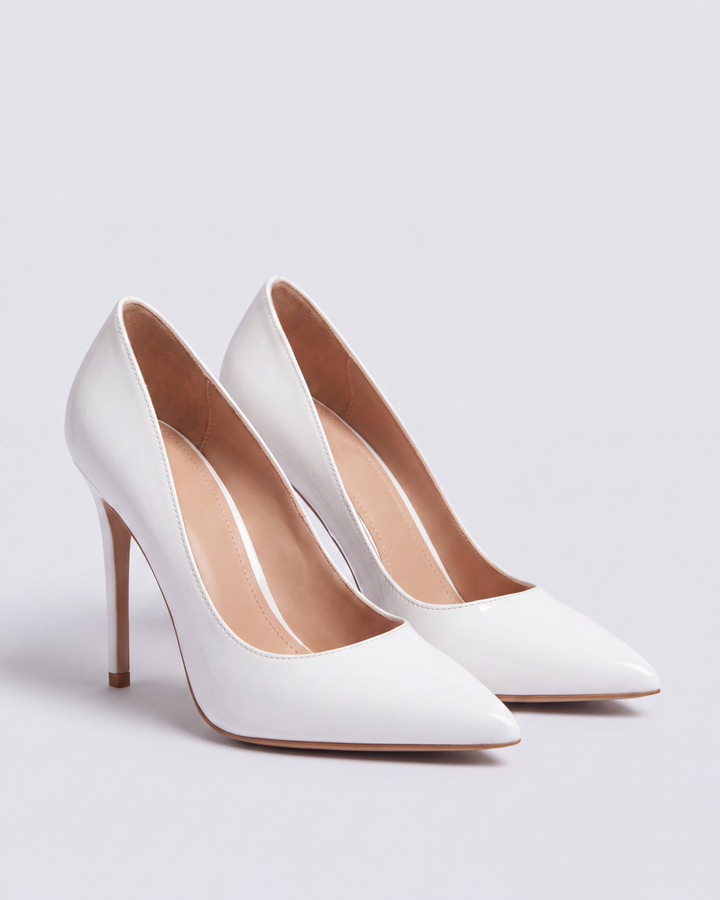 Grace Pointed Toe Stiletto Heels - White