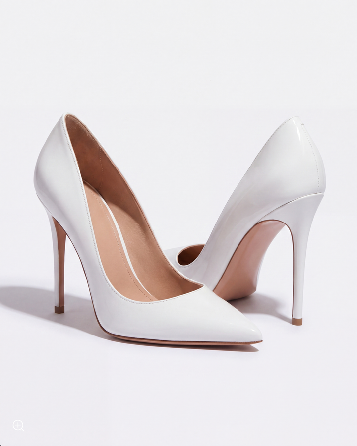 Grace Pointed Toe Stiletto Heels - White
