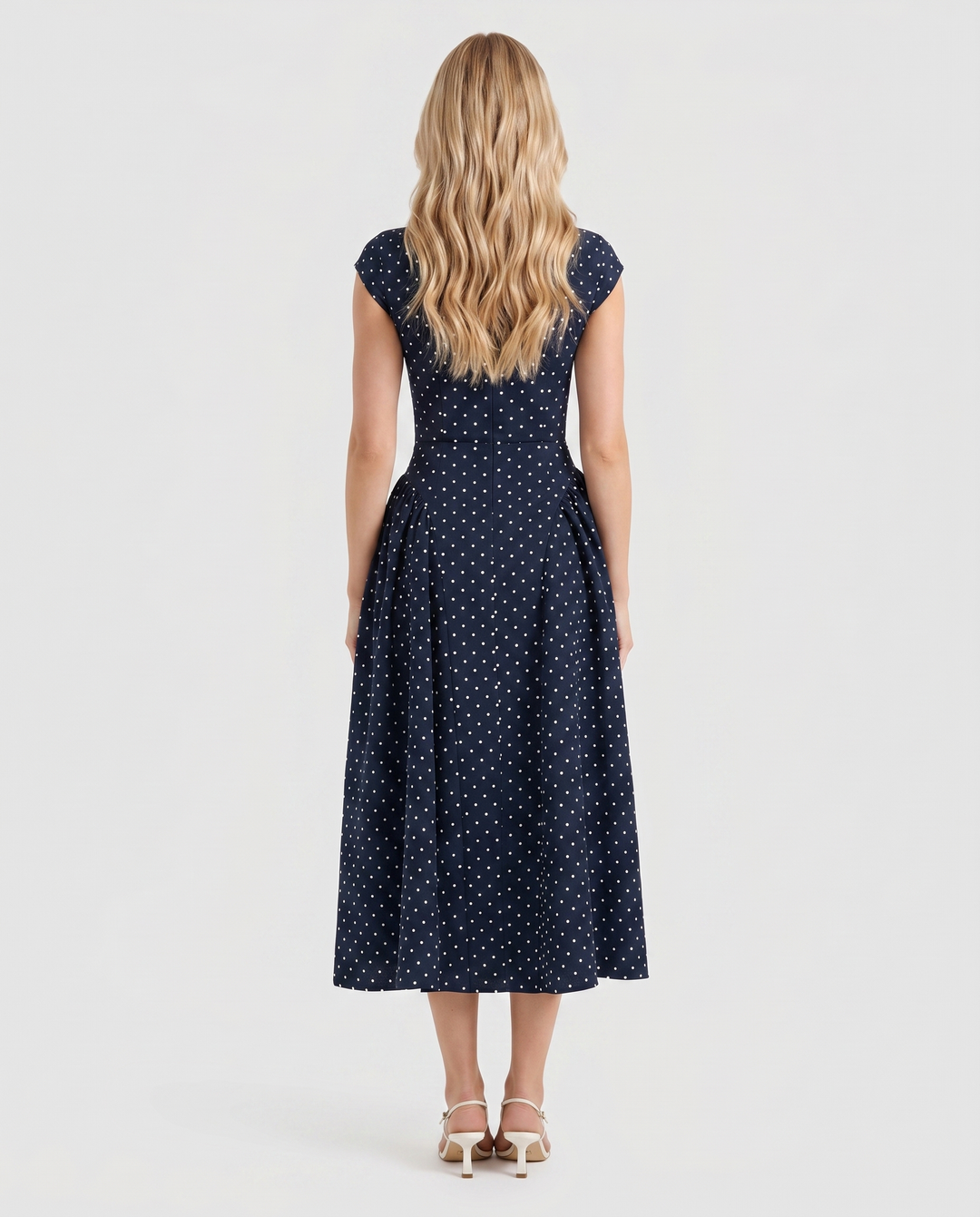 Greer Polka Dot Midi Dress - Navy