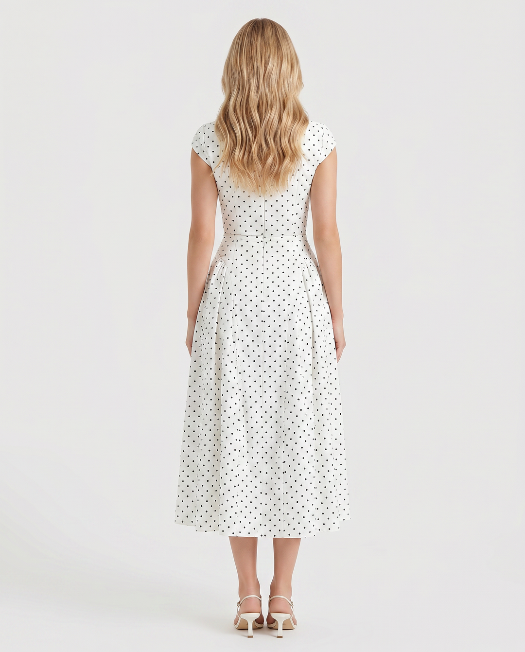 Greer Polka Dot Midi Dress - White