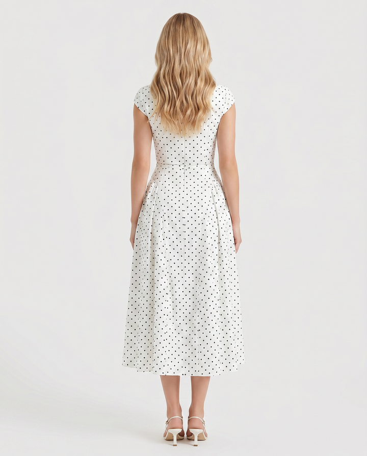 Greer Polka Dot Midi Dress - White