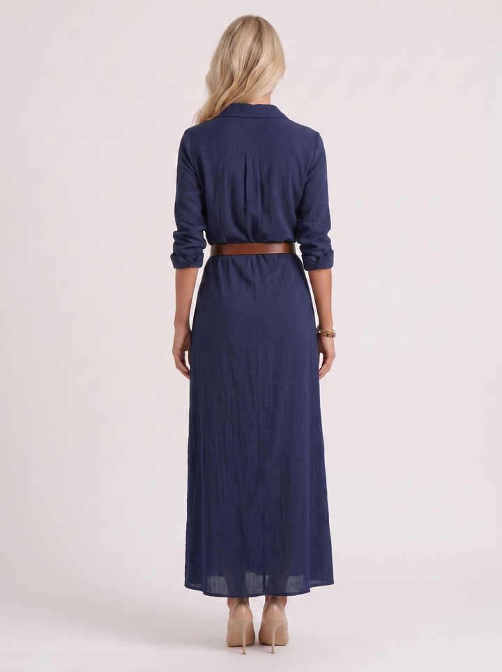 Hadley Collared Maxi Dress - Navy