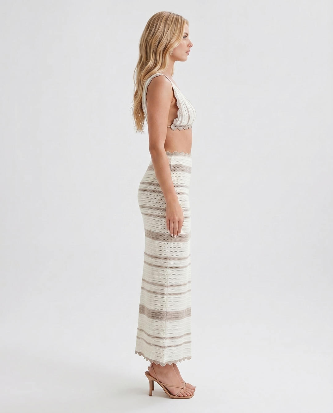 Hallie Striped Set - Khaki
