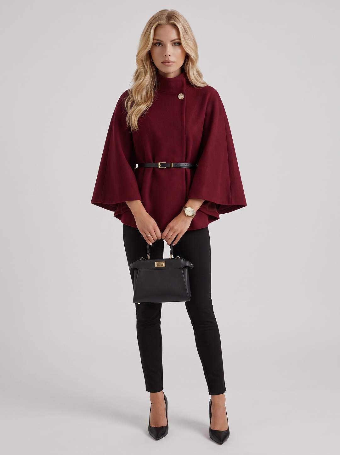 Harriet Cape Jacket - Burgundy