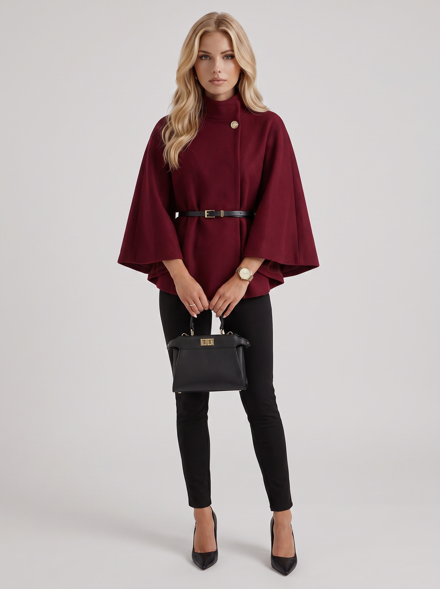 Harriet Cape Jacket - Burgundy