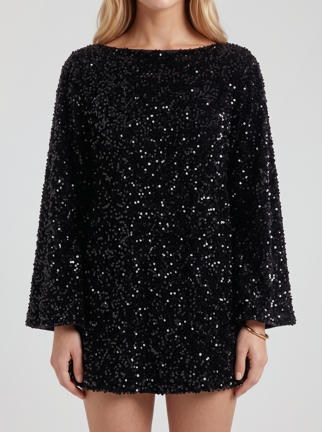 Hermione Sequin Mini Dress - Black