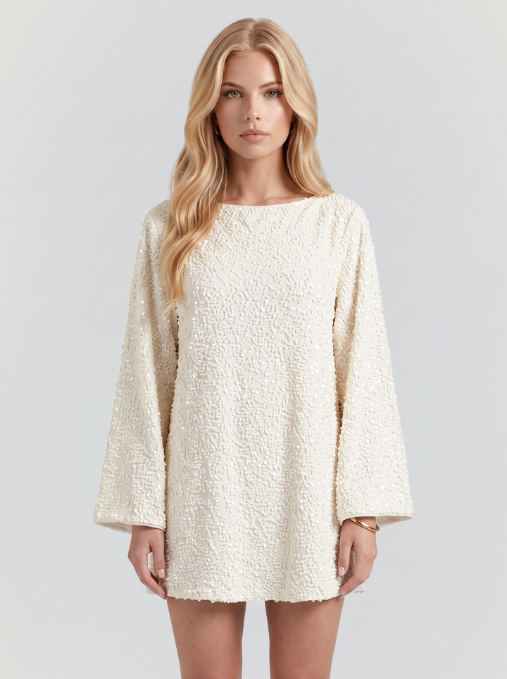 Hermione Sequin Mini Dress - White