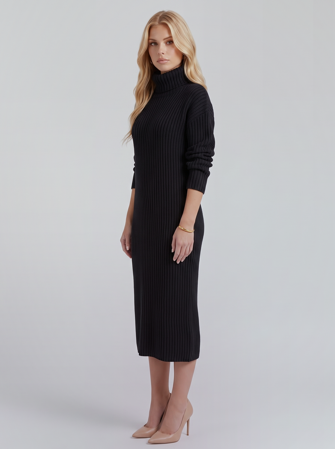 Ilse Knit Midi Dress - Black