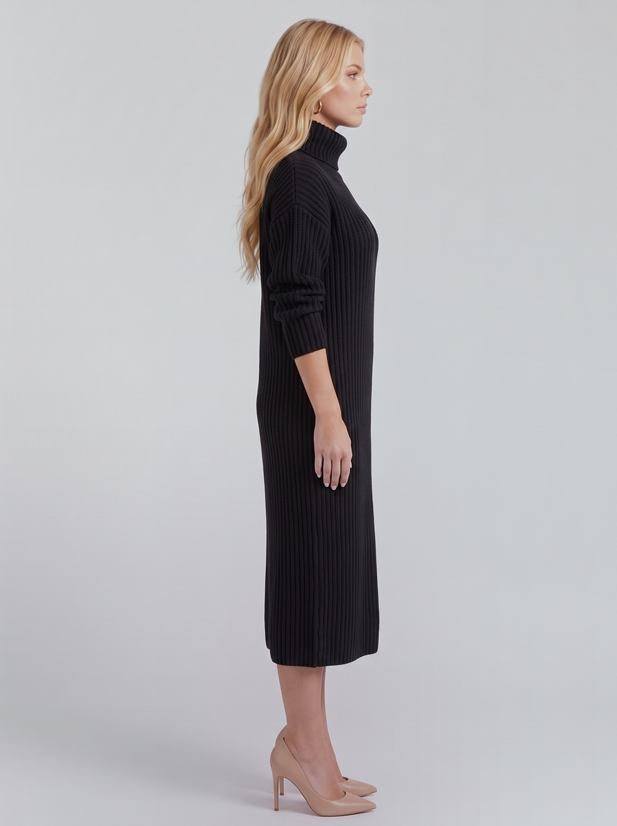 Ilse Knit Midi Dress - Black
