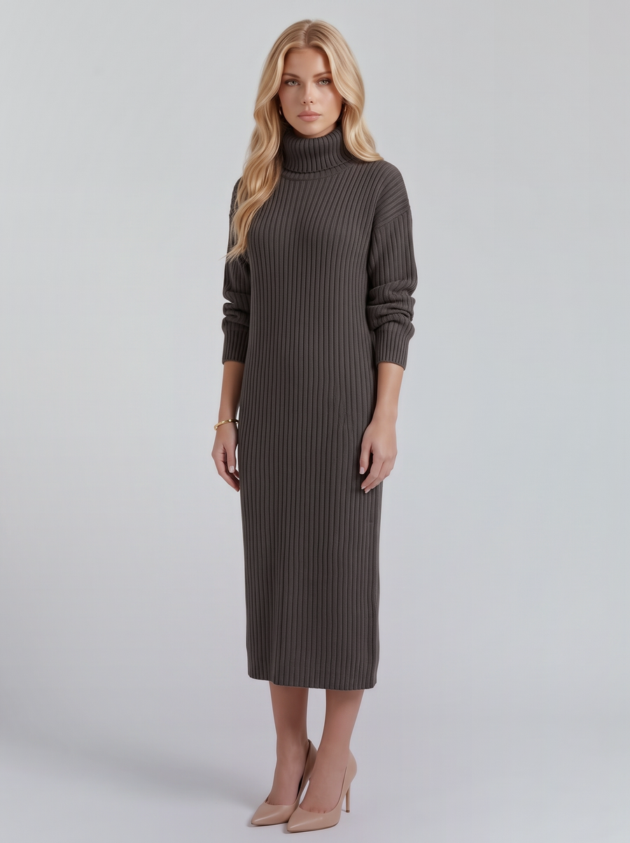 Ilse Knit Midi Dress - Dark Gray