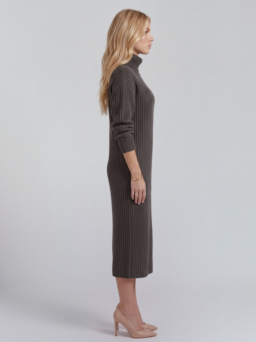 Ilse Knit Midi Dress - Dark Gray