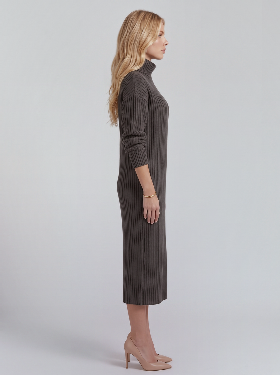 Ilse Knit Midi Dress - Dark Gray