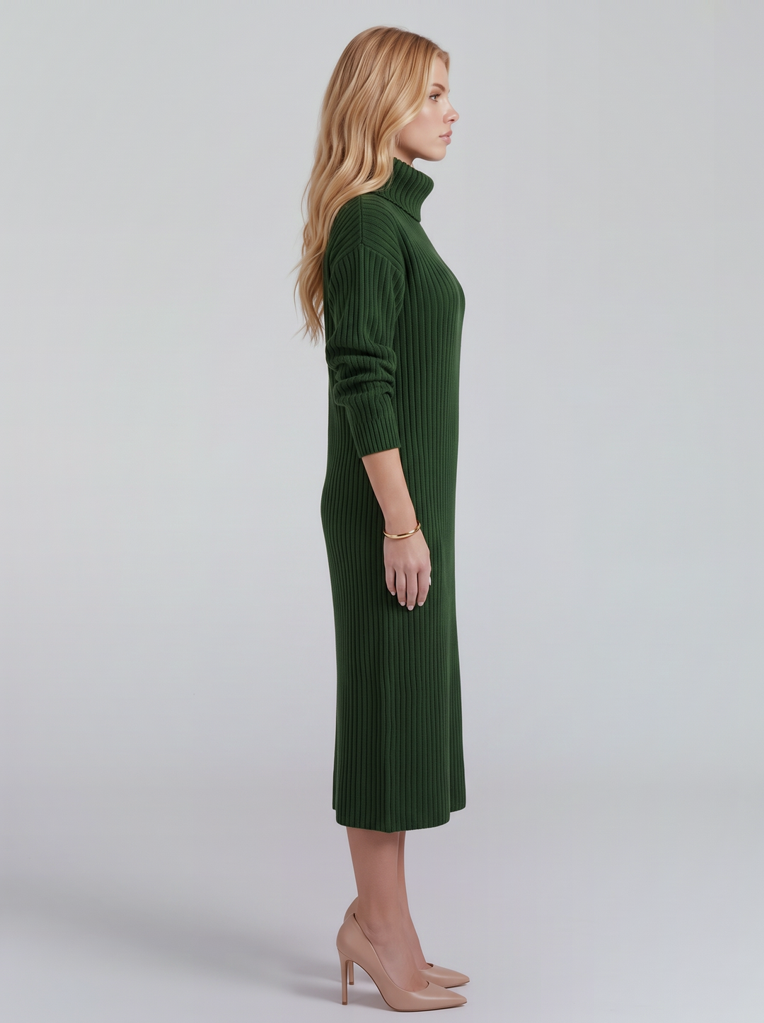 Ilse Knit Midi Dress - Green