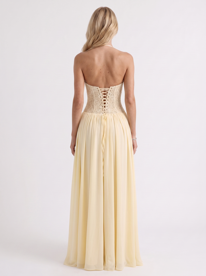 Isabella Lace Maxi Dress - Butter Yellow