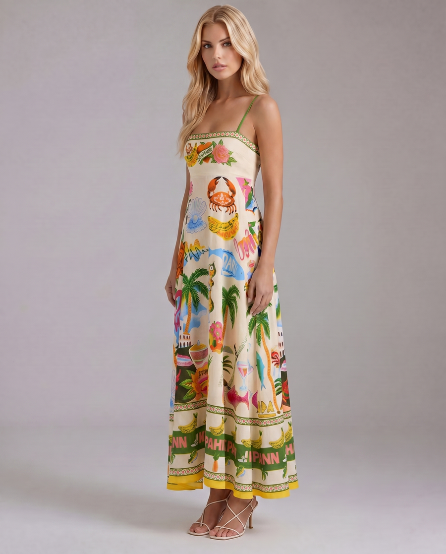 Isla Tropical Maxi Sundress - Multicolor