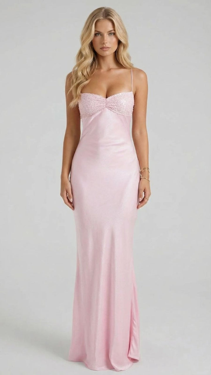 Jade Sequin Maxi Dress- Pink