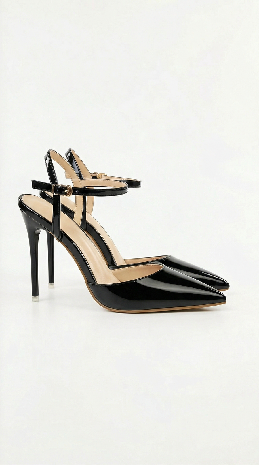 Jula Metallic Pointed Toe Stiletto Sandals - Black