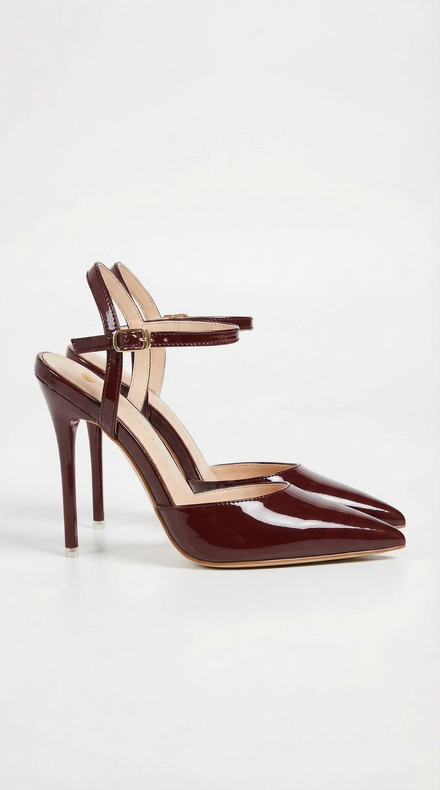 Jula Metallic Pointed Toe Stiletto Sandals - Burgundy