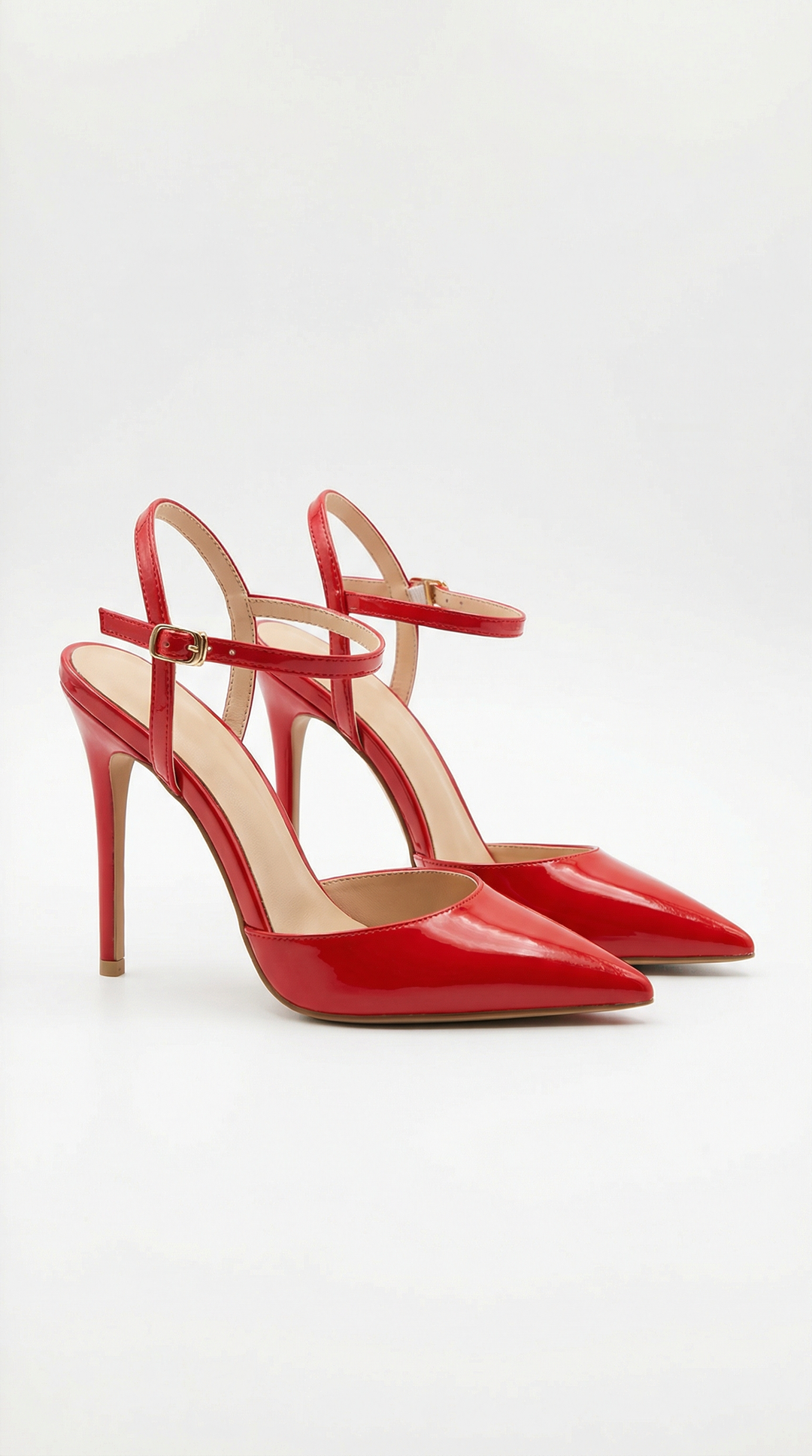 Jula Metallic Pointed Toe Stiletto Sandals - Red