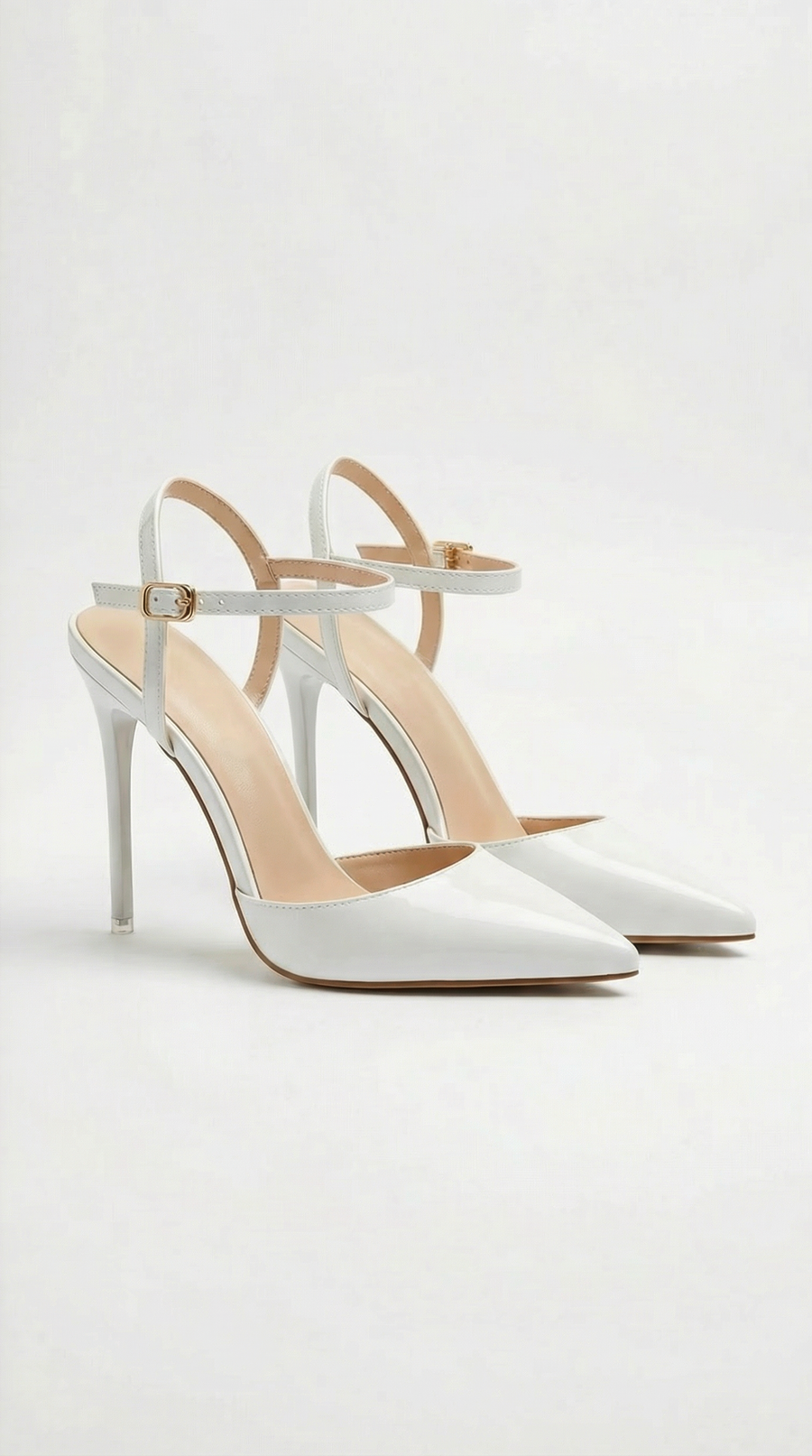 Jula Metallic Pointed Toe Stiletto Sandals - White