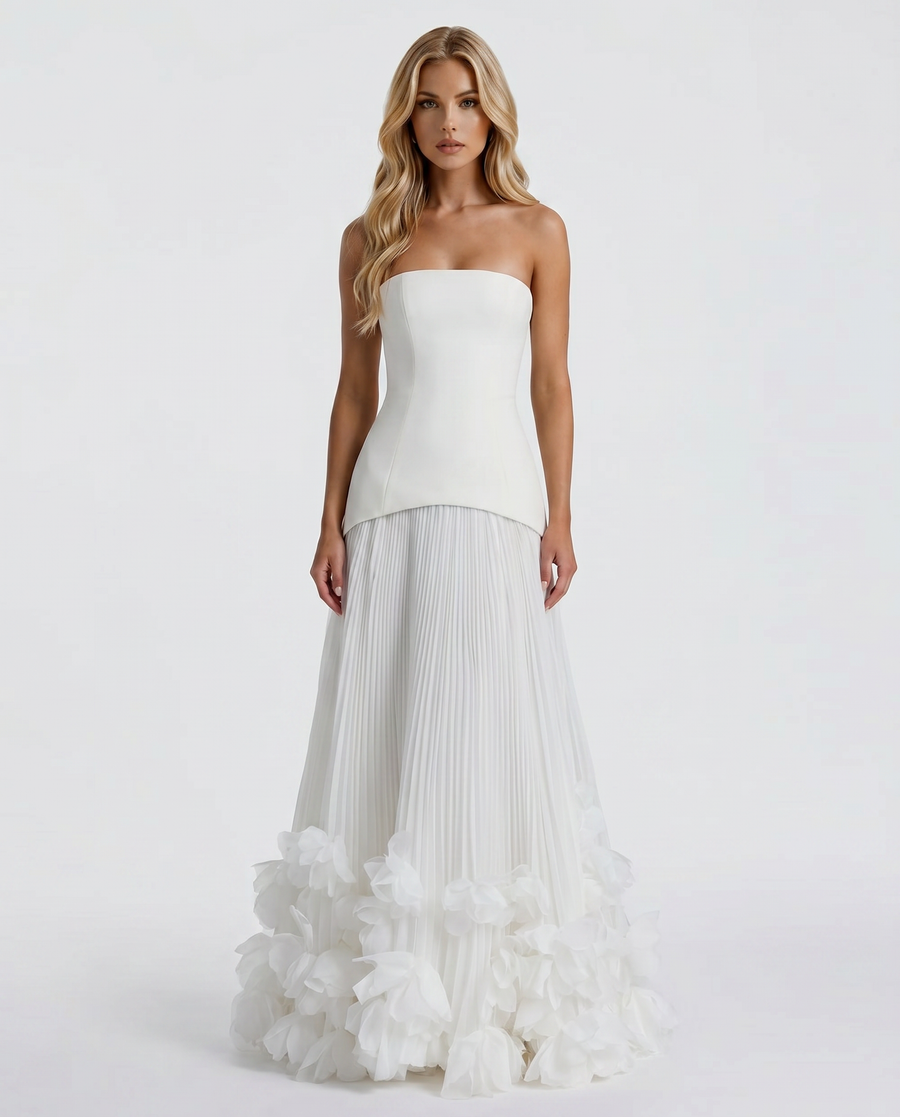Katy Rosette Maxi Dress - White