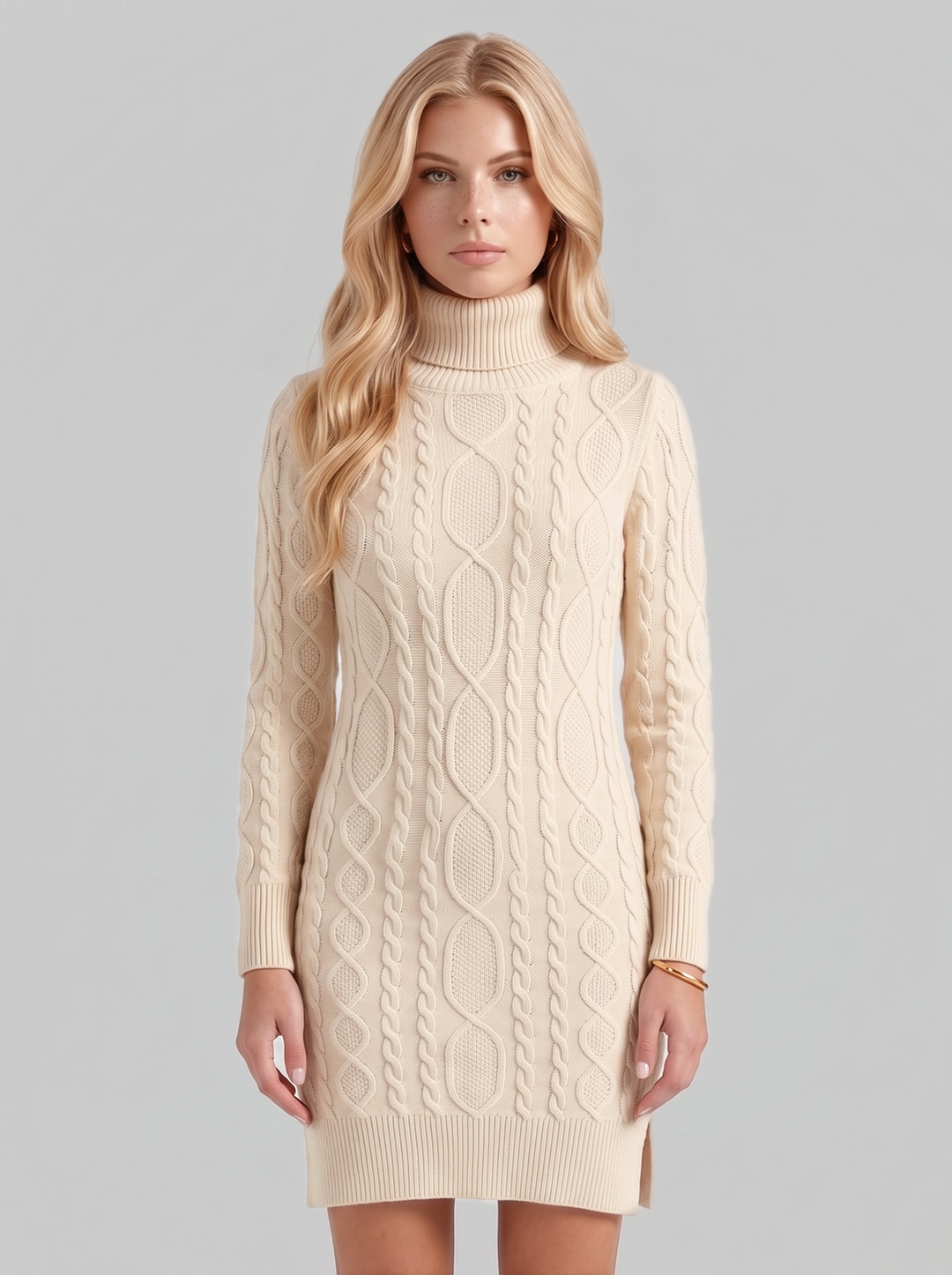 Laurel Cable Mini Dress - Beige